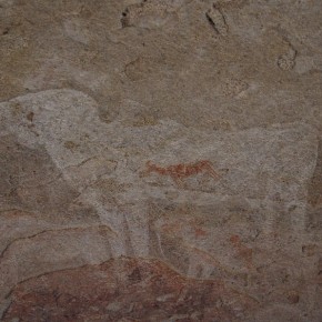 der berühmte weiße Elefant mit der roten Antilope in der Philips-Höhle