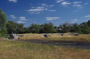 ... durch diese alte Brücke strömen. Sie sieht zwar nicht Vertrauen erweckend aus, gehört aber zu Botswanas Nationalmonumenten.