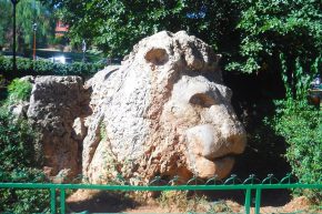 Von den legendären nordafrikanischen Berberlöwen ist nur noch ein Steindenkmal in Ifrane übrig.